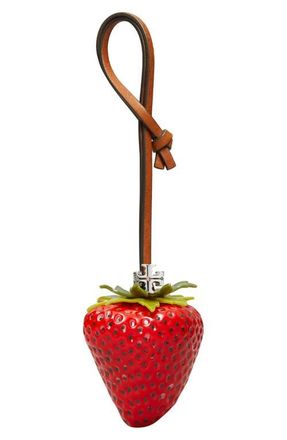 Tory Burch Strawberry Leather Bag Charm in New Poppy /Tempranillo at Nordstrom