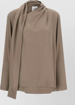 Nude draped asymmetric blouse