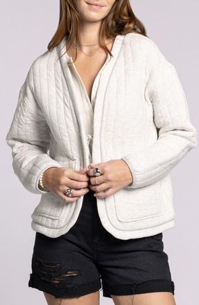 Thread & Supply Joplin Quilted Cotton Tie Front Jacket in Ivory Heather at Nordstrom, Size Medium
