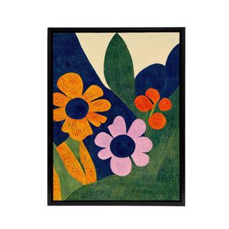 Artery8 Matisse Inspired Abstract Flowers Framed Canvas Wall Art Print | Size: W24 x H32
