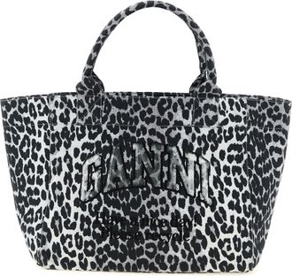 Ganni Einkaufstasche Leopard Medium Tote
