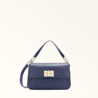Furla Ella Borsa A Mano S Blu Reale Pelle Di Vitello Granata Donna