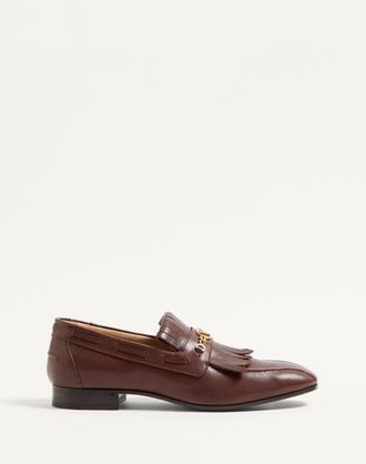 Valentino Garavani Vlogo Signature Kidskin Loafer With Fringes Man COFFE 40