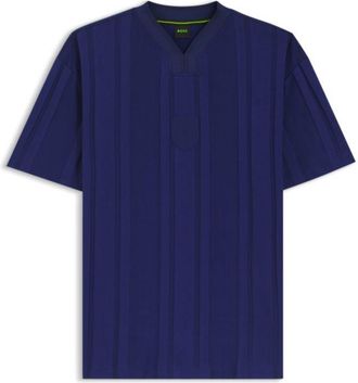 BOSS Textured-stripe T-shirt in cotton