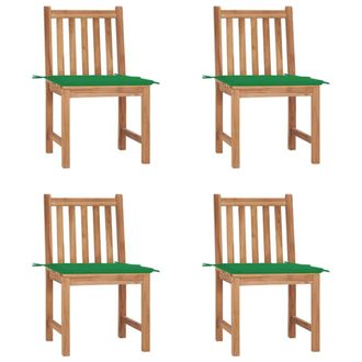 vidaXL Sillas De Jard&iacute;n 4 Unidades Madera Maciza De Teca Con Cojines Vidaxl