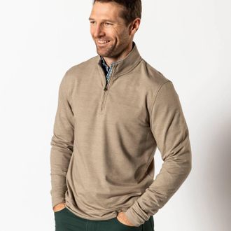 Duck Head Long Sleeve Performance 1/4 Dunmore Pullover In Walnut