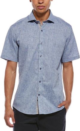 Tailorbyrd Tailorbyrd Yarn Dyed Melange Linen-Blend Shirt