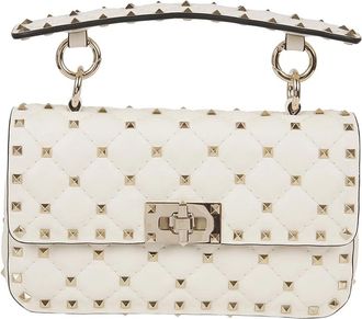Valentino Garavani Handbags, female, Beige, Size: ONE SIZE Small Nappa Rockstud Spike Bag
