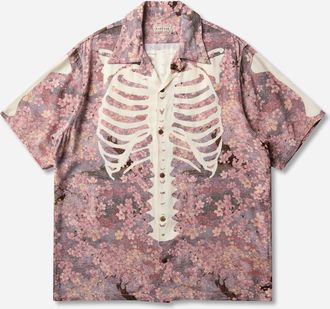 KAPITAL Men s Rayon Sakura-Bone Aloha Shirt Gray