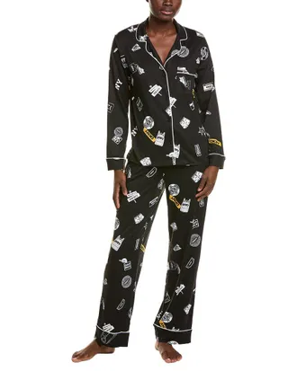 DKNY 2pc Long Sleeve Notch Top & Pant Sleep Set