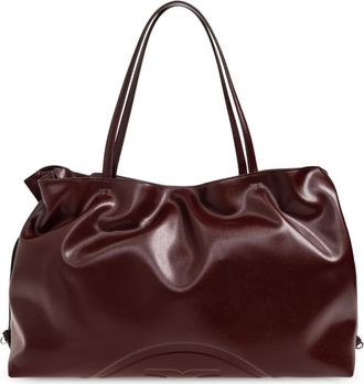 Tory Burch Ella Natuura Drawstring Tote - Dames - Shoppers - Rood - ONE Size - Katoen - Tassen