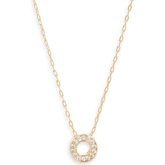 Nordstrom Pav&eacute; Cubic Zirconia Initial Necklace in O- Clear- Gold at Nordstrom