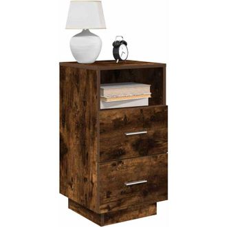 vidaXL Bedside Cabinet with 2 Drawers Smoked Oak 36x36x68 cm Vidaxl