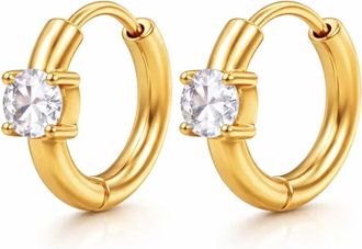 Ellie Vail Womens Yael Solitaire Huggie Hoop Earring In Gold