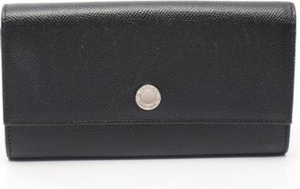 Bulgari Black Leather Long Wallet (Bi-Fold) (Pre-Owned)
