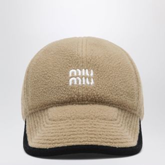 Miu Miu Cappello da baseball cammello in pile