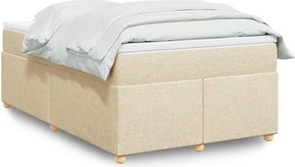 vidaXL Cama Box Spring Con Colch&oacute;n Tela Color Crema 120x200 Cm Vidaxl