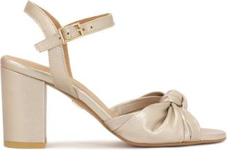 Kazar Gouden sandalen met een knoop op de bovenkant - Dames - Sandalen met hakken - Geel - 35 EU - Leer - Schoenen