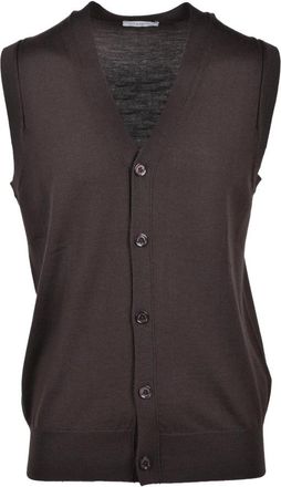 Paolo Pecora Gilet Maglia - Heren - Spencers - Bruin - M - Truien & Vesten
