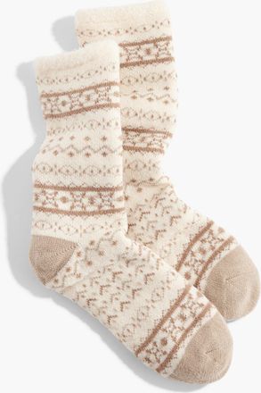 Talbots Festive Fair Isle Cozy Trouser Socks - Fawn - 001 Talbots