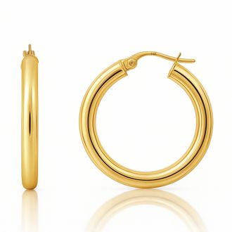 MAX + STONE Solid 10k or 14k Gold 2mm Thick Tube Hoop Earrings 12MM to 50MM