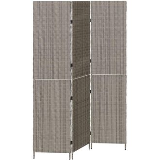 vidaXL Room Divider Folding Manual Grey 147 x 180 cm Poly Rattan Vidaxl