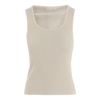 Niccol&ograve; Pasqualetti Sleeveless Tops, female, Beige, Size: XS Ribbed Cotton Tank Top