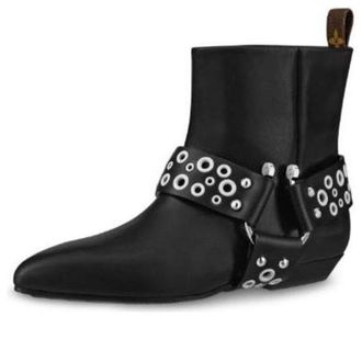Louis Vuitton (WMNS) LOUIS VUITTON Rhapsody Ankle Boots Black with Silver Belt 1A5SUO