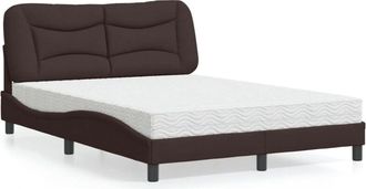 vidaXL Vidaxl - Cama Con Colch&oacute;n Tela Marr&oacute;n Oscuro 140x190 Cm