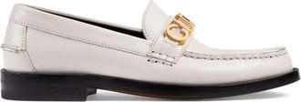 Gucci White Leather Logo Plate Loafers Size 39