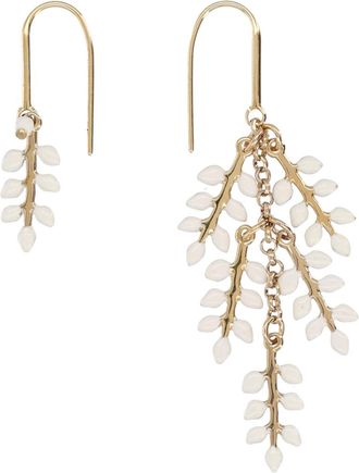 Isabel Marant Gold Asymmetrical Cascading Leaf Earrings Jewelry