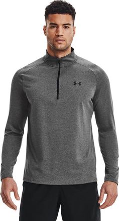 Under Armour Tech 2.0 1/2 Zip Mens T-Shirt, Carbon Heather (090)/Black, 3XL Long