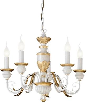 Ideal Lux Ideal Lux - Firenze - 5 Light Chandelier Ivory, Gold Finish, E14
