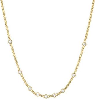 Ania Haie Bezel Cubic Zirconia Station Necklace in Shiny Gold at Nordstrom