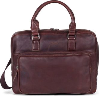 Howard London Laptop Bag Leopold - Heren - Laptoptassen - Bruin - ONE Size - Leer - Tassen