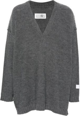 Maison Margiela V-neck Trui - Dames - V-hals truien - Grijs - M - Truien & Vesten