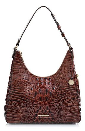 Brahmin Tabitha Croc Embossed Leather Shoulder Bag in Pecan Melbourne at Nordstrom