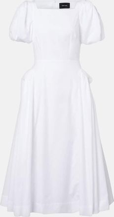 Simone Rocha Abito midi in popeline di cotone con maniche a sbuffo