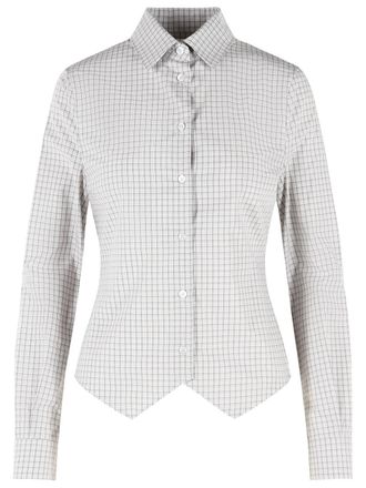 Maison Margiela Beige Checkered Asymmetric Hem Cotton Shirt