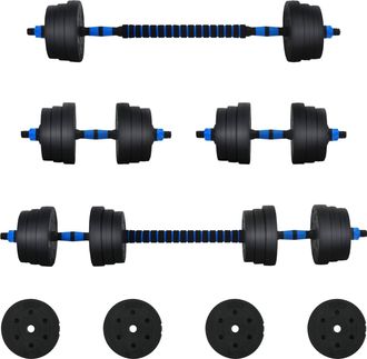 vidaXL Juego De Mancuernas 2 En 1 30kg Negro Y Azul Vidaxl