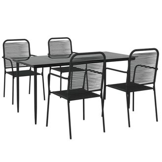 Berkfield Home Elegant 5 Piece Garden Dining Set Black Cotton Rope & Steel