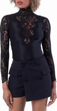 Paco Rabanne Black Long Sleeve Top In Lace And Jersey, Brand Size 34 (US Size 2)