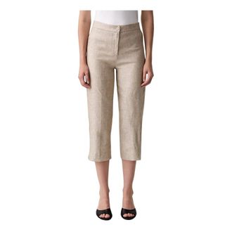 Vicolo Cropped Broeken - Dames - Vrijetijds broeken - Beige - XS - Linnen - Broeken