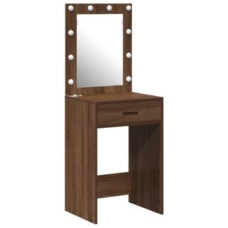 Berkfield Home Dressing Table with LED Lights Brown Oak 50x41x135 cm | Size: 50 x 41 x 135 cm