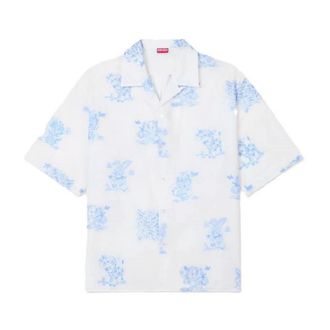 Kenzo Cartoon Hawaiian Shirt - Heren - Korte mouwen Overhemden - Wit - M - Katoen - Overhemden