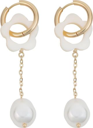 Panacea Flower Cultured Pearl Drop Earrings in White at Nordstrom Rack