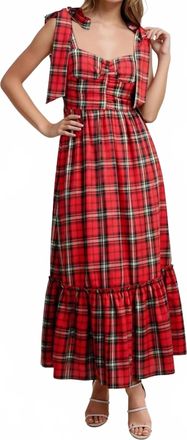 So Me Plaid Midi Dress In Red