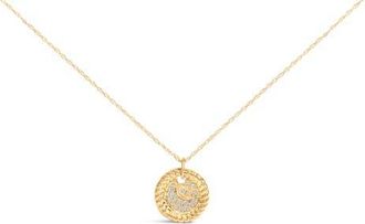 House of Brilliance 10K Yellow Gold Diamond Accent Crescent Moon Pendant Necklace at Nordstrom