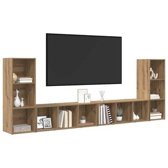 Berkfield Home TV Cabinet with Shelf with Storage 4 pcs Artisan oak Engineered wood in Brown