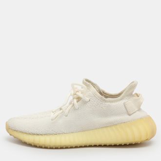 adidas Boost 350 V2 Size 38 White Knit Fabric Low Top Sneakers